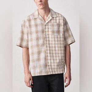 next Brown Textured Check Short Sleeve Shirt